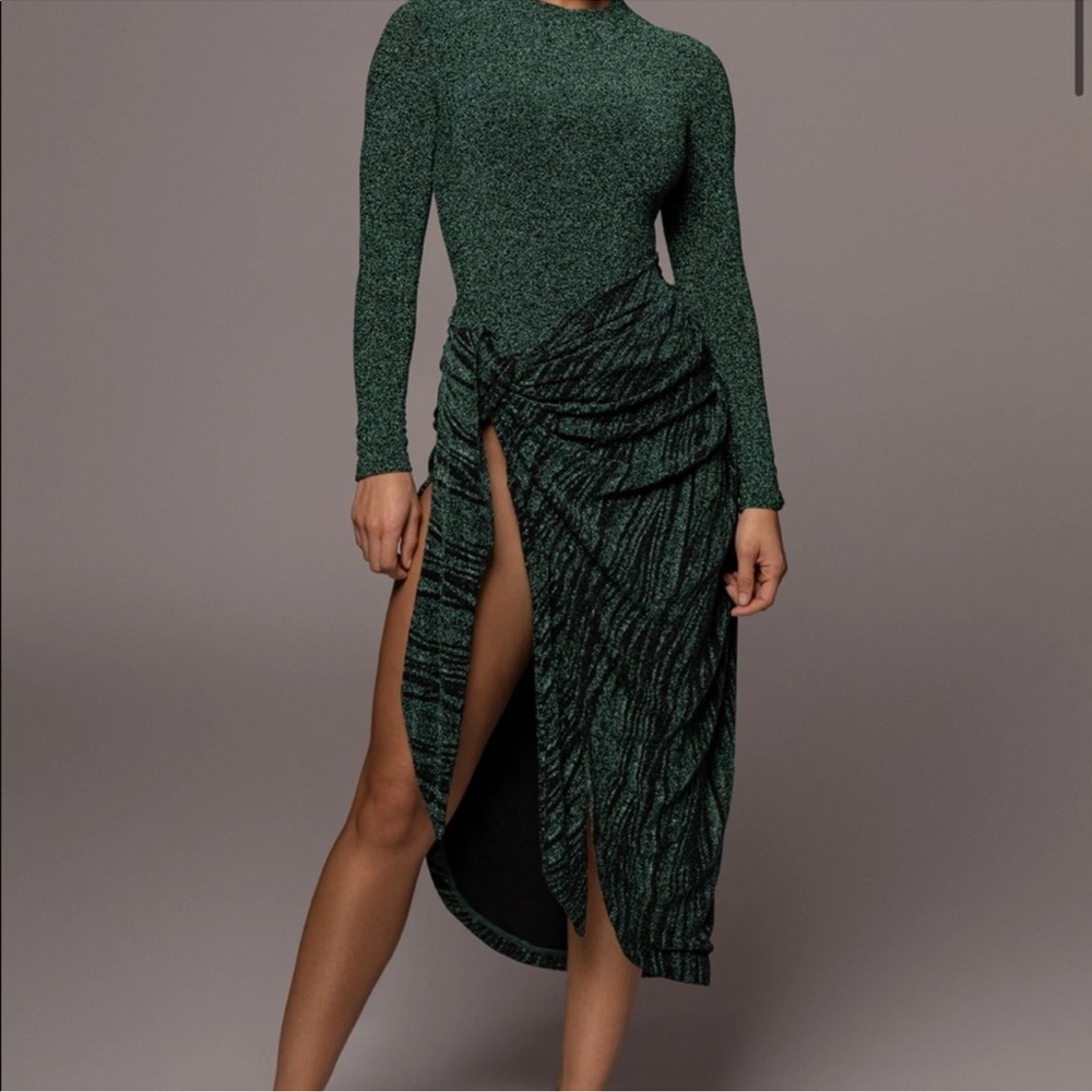 JLUXLABEL Dark Green Long Sleeve Dress